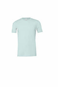 A plain light blue short-sleeve T-shirt from Bella + Canvas, product name CV01H, is displayed on a white background. This T-shirt features a classic crew neckline and boasts a simple, unadorned design.