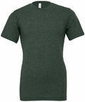 A soft and slightly textured T-shirt featuring a round neckline and short sleeves in dark green is displayed against a white background. This item is the CV01H by Bella + Canvas.