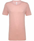The Bella + Canvas CV01H is a simple, light pink T-shirt featuring short sleeves and a round neckline, displayed against a white background. The T-shirt's fabric looks soft and slightly heathered, imparting a casual and comfortable appearance.