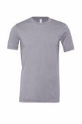 The Bella + Canvas CV01H is shown on a white background, featuring short sleeves and a classic crew neck design in a plain light gray T-shirt style.