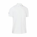 Callaway's CW025 is a white polo shirt featuring short sleeves and a subtle logo on the left sleeve.