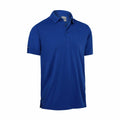 The CW032 by Callaway is a plain blue polo shirt crafted from soft fabric, featuring a classic collar and short sleeves for a simple and casual look.