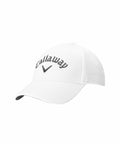 A white baseball cap labeled CW092 by Callaway, featuring the brand's name and a checkmark logo embroidered in black on the front. The cap boasts a curved brim and is presented against a plain white background.