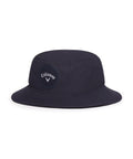 The Callaway Aqua Dry bucket hat in black features a circular logo patch on the front, shown against a white background.