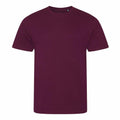 A plain maroon t-shirt with a round neckline displayed against a white background, brought to you by AWDis Ecologie under the product name EA001.