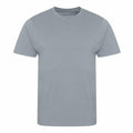The AWDis Ecologie EA001 is a plain, light grey T-shirt featuring short sleeves and a crew neck, showcased against a white background. The fabric looks smooth and untextured.