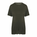 A plain olive green T-shirt, product name EA002 by AWDis Ecologie, featuring short sleeves and a round neckline against a white background.