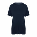 The EA002 t-shirt by AWDis Ecologie is showcased against a white background, featuring a plain, dark navy blue color with short sleeves and a round neck. The shirt's simplicity and unembellished design emphasize its solid color and casual style.