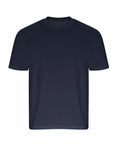 EA006 by AWDis Ecologie is a plain black t-shirt featuring short sleeves and a crew neckline, showcased against a white background.