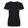 A plain black short-sleeve t-shirt (EA01F) from AWDis Ecologie displayed against a white background.