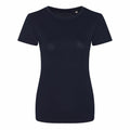 The EA01F by AWDis Ecologie is a plain black short-sleeve T-shirt featuring a crew neckline and a simple design with no visible logos or patterns, shown against a white background.