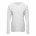 The AWDis Ecologie EA021 is a plain white long-sleeve t-shirt featuring a round neckline, shown against a white background.