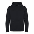 The EA040 hoodie from AWDis Ecologie, featuring long sleeves and a front pocket in black, is displayed.