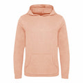 A light pink AWDis Ecologie EA040 hoodie with long sleeves and a front pocket is shown against a plain white background. It features a simple design with a drawstring hood and ribbed cuffs and hem.