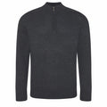 EA061 by AWDis Ecologie, a dark gray knit sweater featuring a half-zip collar and long sleeves, displayed on a white background.