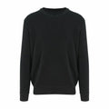 EA062, a black textured crewneck sweater with long sleeves from AWDis Ecologie, is displayed against a white background.