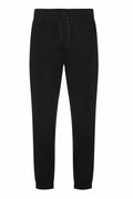 AWDis Ecologie's EA070 offers black jogger pants designed with an elastic waistband, a drawstring, and cuffed ankles.