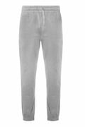 EA070 sweatpants by AWDis Ecologie, featuring an elastic waistband with drawstring, tapered legs, and elastic cuffs in gray.