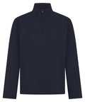 The Sports Over-top is a navy blue, long-sleeved jumper with a stand-up collar and half-zip front, displayed on a white background.