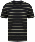 Front Row's FR136 is a black t-shirt featuring horizontal gray stripes.