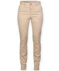 Front Row's FR622 beige slim-fit pants showcased against a white background.