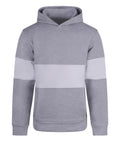 A light grey "Hoodies" sweatshirt with a wide white horizontal stripe across the chest and sleeves, shown on a plain white background. It features long sleeves and a simple design with no visible logos.