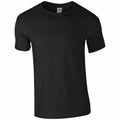A solid black t-shirt from Gildan, product GD001, featuring short sleeves, a crew neckline, and a simple design with no visible logos or patterns, set against a white background.