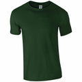 A Gildan GD001 t-shirt in plain dark green, featuring short sleeves and a round neckline, displayed against a white background.