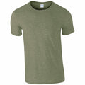 A plain olive green T-shirt from Gildan (Product Name: GD001) is displayed against a white background. The shirt features short sleeves and a round neckline.