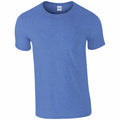 A Gildan GD001 T-shirt, featuring a plain blue design with short sleeves and a round neckline, is displayed against a white background.