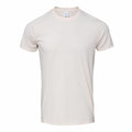 A plain, cream-colored t-shirt from Gildan's GD001 collection is displayed against a white background. It has short sleeves and a round neckline, featuring a simple and classic design.