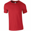 A Gildan GD001 plain red short-sleeve T-shirt displayed against a white background.