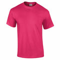 A bright pink Gildan T-shirt (Product Code: GD002) is displayed on a white background. It features short sleeves and a round neck, embodying a simple, classic design.