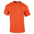 The GD002 by Gildan is a short-sleeved, plain orange T-shirt with a round neckline, presented on a white background.