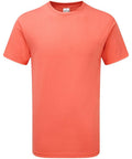 A Gildan GD003 plain coral-colored short-sleeve T-shirt displayed on a white background.