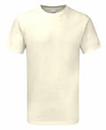 A Gildan GD003 plain white short-sleeved t-shirt displayed on a simple background.
