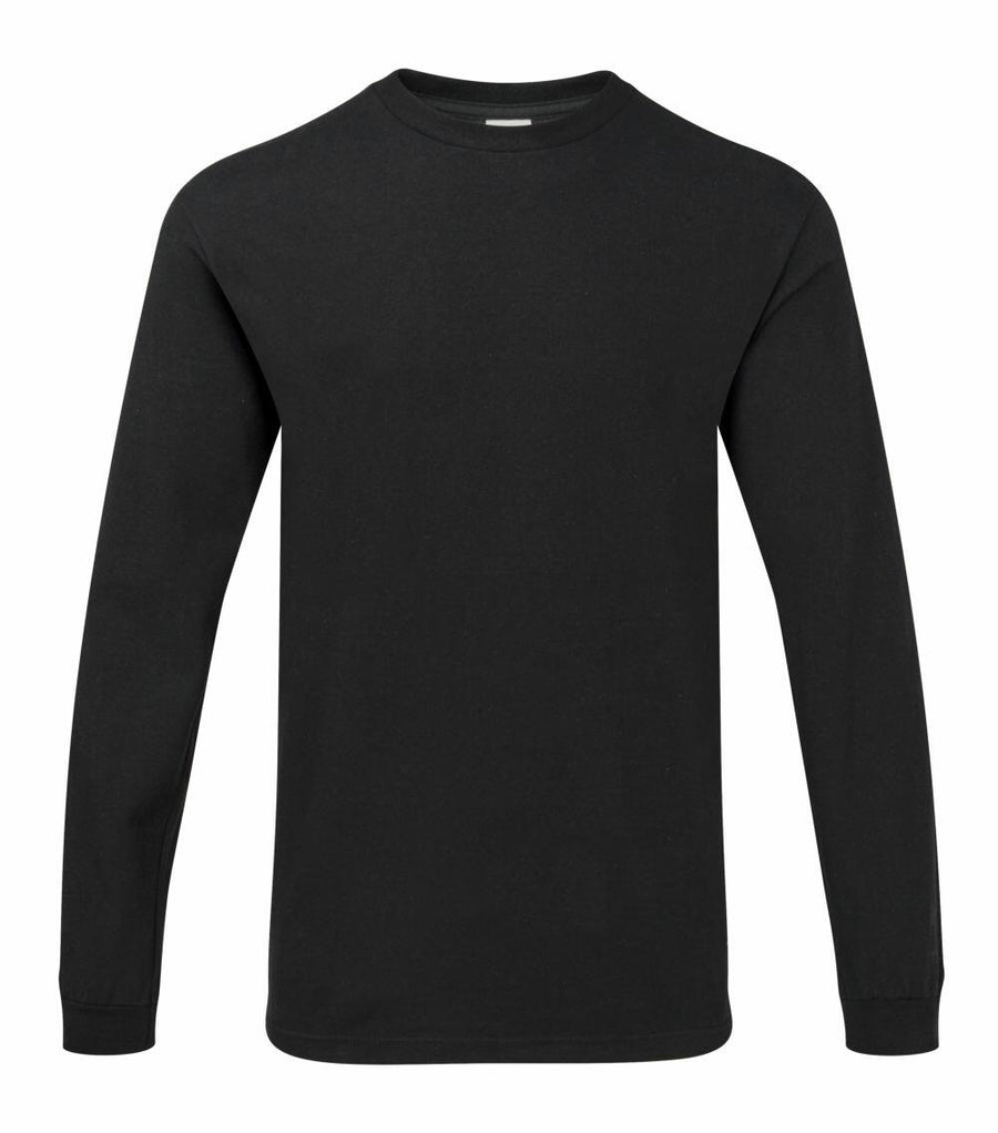 Gildan GD004 long-sleeve T-shirt in black on a white background.