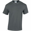 A plain dark green Gildan GD005 T-shirt on a white background, featuring short sleeves and a crew neckline.