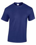 A plain navy blue T-shirt, featuring the Gildan GD005 label on the inside of the collar, is displayed against a white background. The shirt has short sleeves and a crew neck, showcasing a simple design.