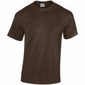 A Gildan GD005 T-shirt in solid dark brown featuring a crew neckline, displayed against a white background.