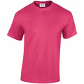 A plain bright pink T-shirt with short sleeves displayed on a white background. The tag inside the collar is visible, indicating the brand Gildan and the product name GD005.