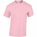 A plain pink GD005 T-shirt by Gildan displayed against a white background, featuring short sleeves, a crew neckline, and a small brand label visible at the neck.