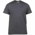 A Gildan GD005 plain, short-sleeved, dark gray T-shirt shown against a white background.