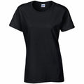 A Gildan GD006 plain black T-shirt showcased on a white background.