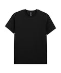 A plain black short-sleeve crew neck T-shirts product is shown on a white background with no visible designs, logos, or patterns.