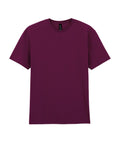 The T-shirts product is a plain, short-sleeved crew neck in solid dark purple, shown against a white background.