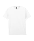 A plain white T-shirt short-sleeve crew neck is laid flat on a white background, showing no visible designs, logos, or embellishments.