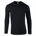 GD011 Gildan black long-sleeve t-shirt displayed on a white background.