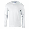 A long-sleeve GD014 t-shirt from Gildan in ash gray, displayed on a plain white background. The shirt features a simple crew neck with no visible design or logos.