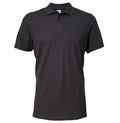 A simple black polo shirt featuring a collar and short sleeves from the Gildan GD017 collection.
